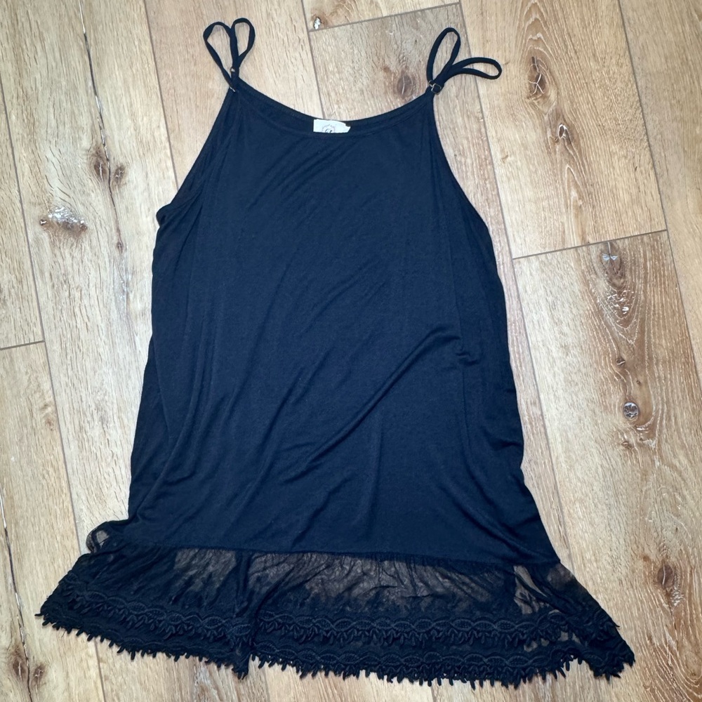 Grace & Emma Black Lace Hem Slip Dress - Size Large
